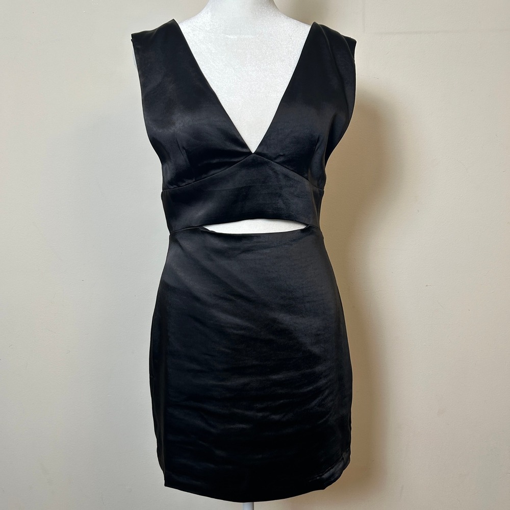 Endless Rose Satin Cut-out Mini Dress Black‎ S